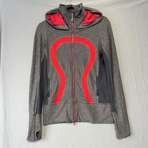Lululemon Womens Stride Full Zip Jacket Size 6 Grey Fitness Yoga Gym Workout